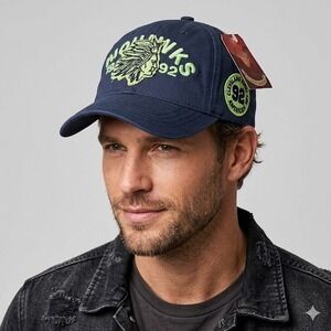 Vintage Bison 75 Mohawks 1992 Navy Blue Lime Green Embroidered Strapback Hat New
